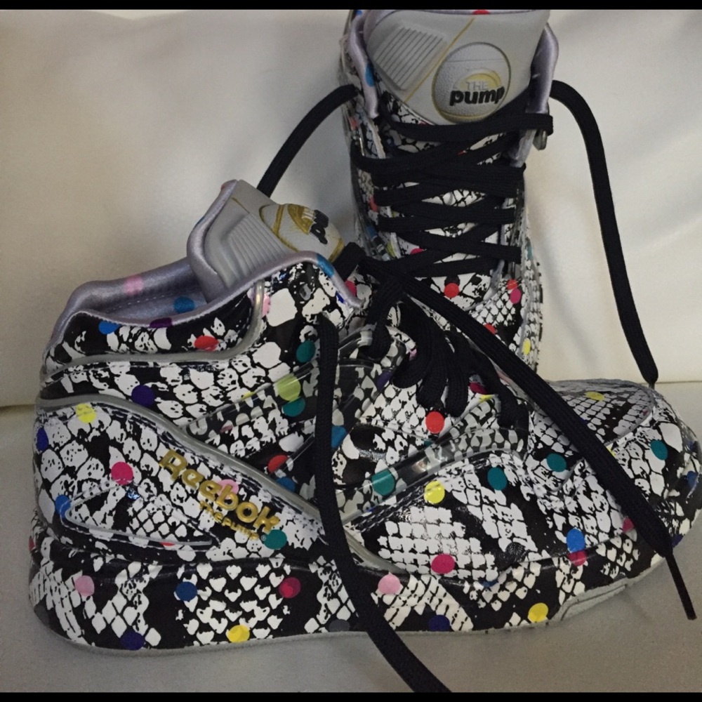 Reebok Black White Multicolor Pump High-Top Sneakers